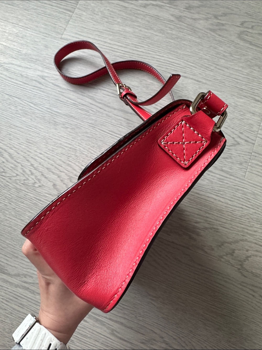 kate spade Red Leather Crossbody Bag with Buckle Straps - Picture 6 of 13